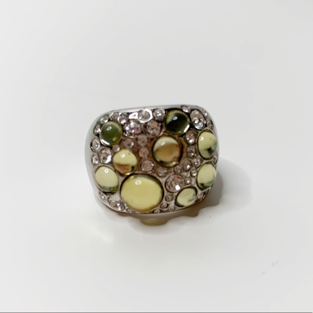 Lia Sophia Yellow Green Bubble Cocktail Ring
